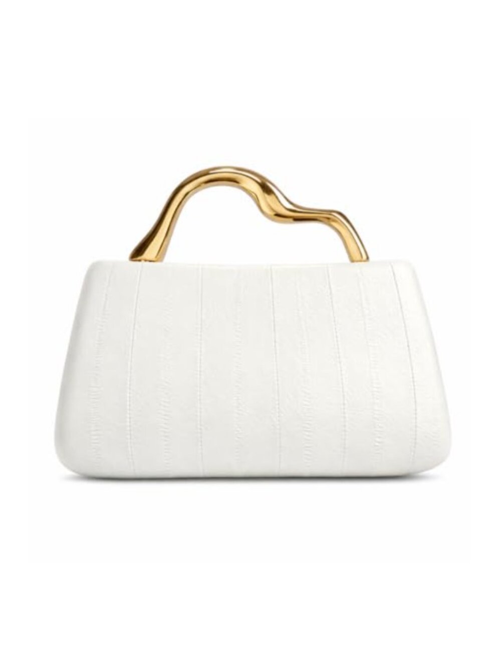 Vegan Leather Clutch Evening Bag with Gold Handle Formal Crossbody